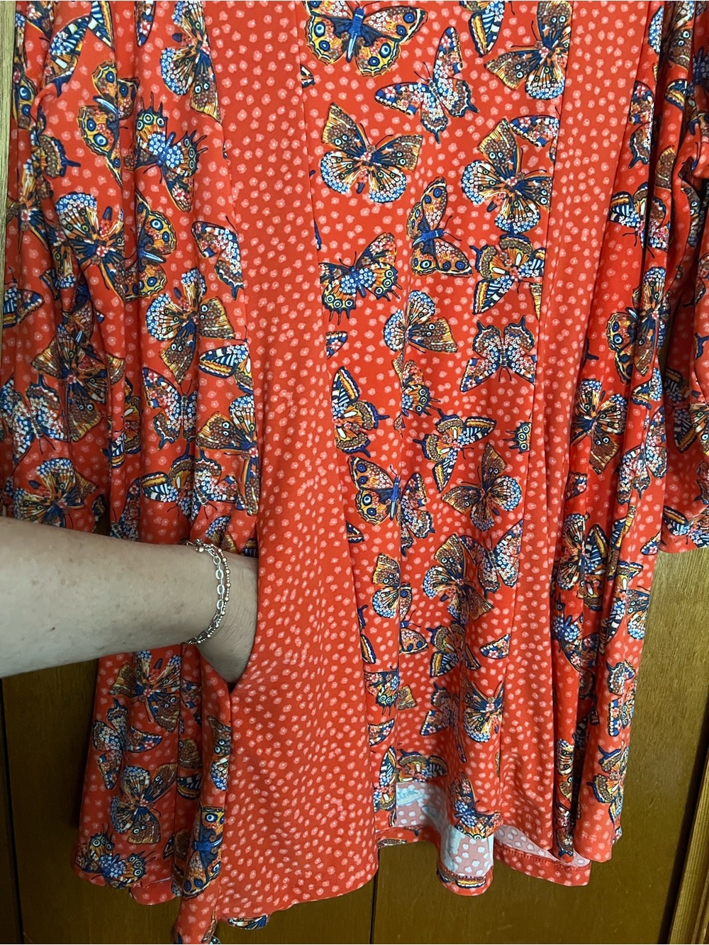 Attitudes by Renee Orange Butterfly Print V-neck Tunic - Picture 3 of 13